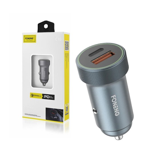 Foneng Car Charger C16 2 Ports (USB+Type-C) Black